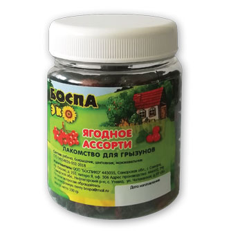 БОСПА ЭКО Лакомство для грызунов ягодное ассорти / банка, 100 гр