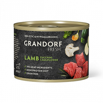 GRANDORF FRESH Консервы для собак Паштет из ягненка с цукини и цветной капустой 200 гр