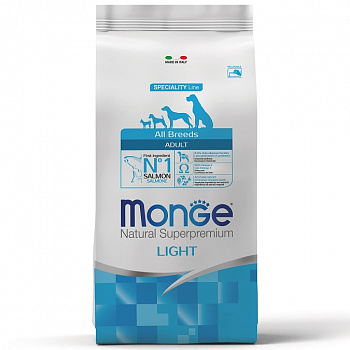 Monge Dog Корм для собак всех пород низкокалорийный Лосось с рисом (Light)