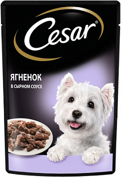 Cesar влажный корм для взрослых собак, ягненок в сырном соусе 85 гр