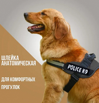 PetCh Шлейка для собак POLICE-K9  (65-81см / L), черная