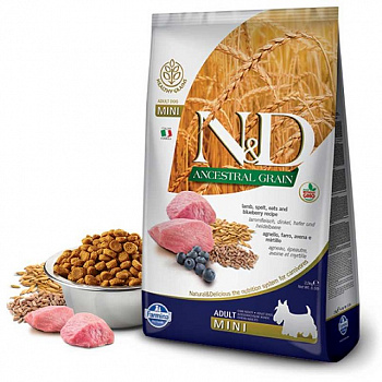 Farmina N&D ANCESTRAL GRAIN MINI Для собак малых пород Ягненок, сельта, овес, черника