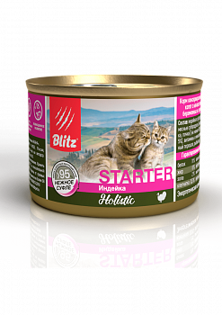 Blitz Консервы для кошек стартер для котят, беременных и кормящих кошек с индейкой 200 гр 