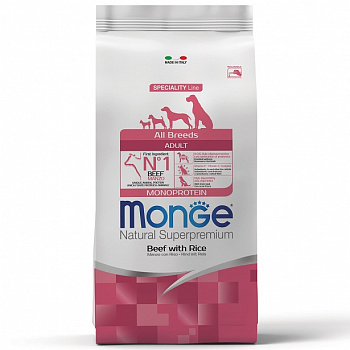 Monge Dog Monoprotein Корм для собак всех пород c Говядина и рисом