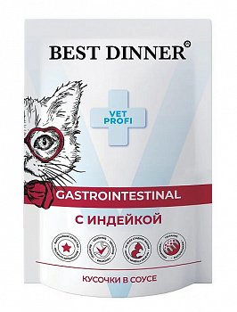 Best Dinner Паучи VET PROFI для кошек Поддержание здоровья ЖКТ (Gastrointestin) Индейка, в соусе 85г