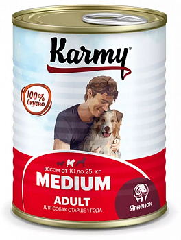 Karmy Консервы для собак Медиум Эдалт Ягненок 340гр