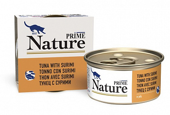 PRIME NATURE Консервы для кошек Тунец с сурими 85г