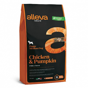 Alleva Natural Dog Для Щенков (Medium) Курица и Тыква