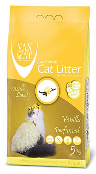 VanCat Комкующийся наполнитель без пыли с ароматом Ванили, пакет (Vanilla) 5 кг