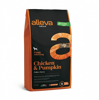 Alleva Natural Dog Для Щенков (Mini) Курица и Тыква