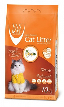 VanCat Комкующийся наполнитель без пыли с ароматом Апельсина, пакет (Orange) 10 кг