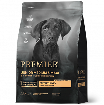 PREMIER Dog Сухой корм для щенков средних и крупных пород Свежее мясо индейки (Turkey JUNIOR Medium)