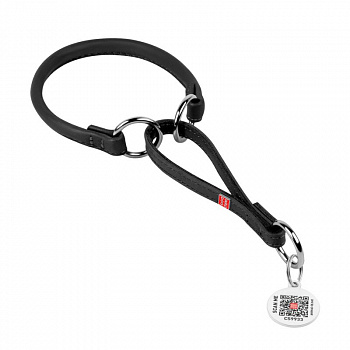 COLLAR Ошейник-удавка для собак кожаный WAUDOG Soft, круглый, Д 10 мм, Дл 41-50 см черный