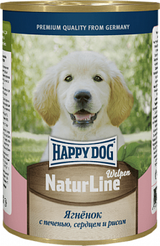 Happy dog Natur Line Консервы для щенков Ягненок с печенью, сердцем и рисом (НФКЗ) 410 гр