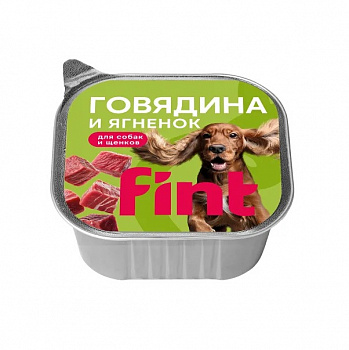FINT Консервы для взрослых собак и щенков всех пород с говядиной и ягненком 300 гр