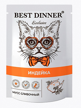 Best Dinner Паучи Мусс сливочный для котят и кошек, Индейка 85 гр