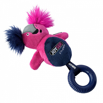 Joyser Игрушка для собак JOYSER Puppy Белка с резиновым кольцом и пищалкой S/M розовая, 21 см