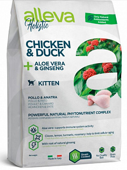Alleva Holistic Cat Для котят с курицей, уткой, алоэ вера и женьшенем