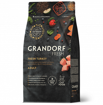 GRANDORF Fresh Сухой беззерновой корм для кошек Свежее мясо индейки с бататом (Turkey&Sweet Potato)