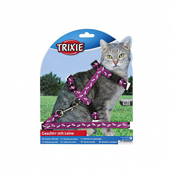 Trixie Шлейка с поводком для кошек "Череп/Кости" 27*46 см. (41894)