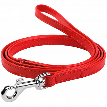 COLLAR Поводок для собак кожаный WAUDOG Glamour, Ш 18 мм, Дл 122 см красный