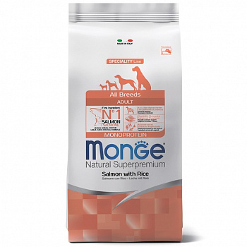 Monge Dog Monoprotein Корм для собак всех пород c Лососем и рисом