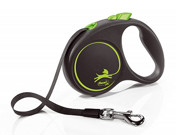 Flexi Рулетка-ремень для собак до 15кг, 5м, зеленая (Black Design S Tape 5m green)