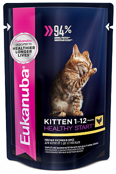 Eukanuba Паучи для котят с курицей в соусе 85 гр 
