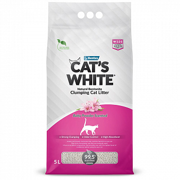 Cat's White Baby Powder Премиальный комкующийся наполнитель с ароматом детской присыпки 5 л