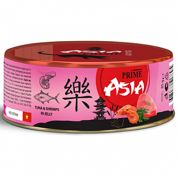 PRIME ASIA Консервы для кошек Тунец с креветками в желе 85г
