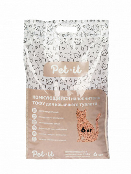Pet it Комкующийся наполнитель для кошачьего туалета Tofu Персик, 12 л
