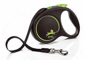 Flexi Рулетка-ремень для собак до 25кг, 5м, зеленая (Black Design M Tape 5m green)