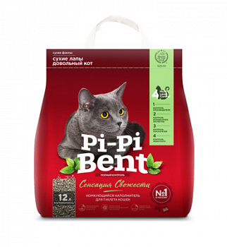 Pi-Pi-Bent Наполнитель Комкующийся, "Сенсация свежести" (пакет) 5 кг 