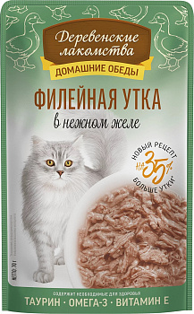 Деревенские лакомства Паучи для кошек Филейная утка в нежном желе 70 гр