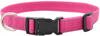 Zooexpress Ошейник FRESH LINE 10 мм капрон, светоотражающая нить, длина 22-35 см малина (5312М)