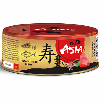 PRIME ASIA Консервы для кошек Тунец с каракатицей в желе 85г