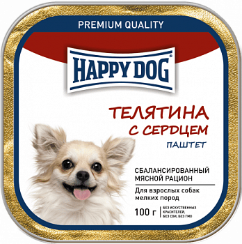 Happy dog Natur Line Ламистер для собак Паштет Телятина с сердцем (НФКЗ) 125 гр