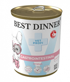 Best Dinner Консервы VET PROFI для собак Поддержание здоровья ЖКТ (GastroLowFat) Птица 340 гр