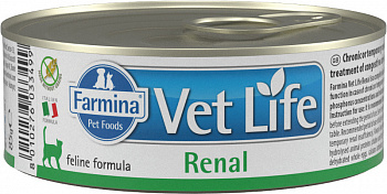Farmina Консервы Vet Life для кошек при почечной недостаточности (Renal) паштет 85гр