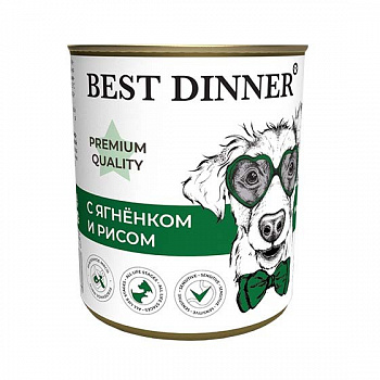 Best Dinner Консервы Premium для собак и щенков Меню №5 "С ягненком и рисом" 340 гр