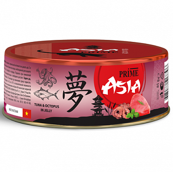 PRIME ASIA Консервы для кошек Тунец с осьминогом в желе 85г