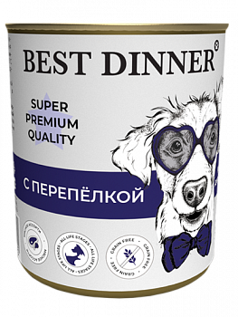 Best Dinner Консервы Super Premium для собак и щенков "С перепелкой" 340 гр