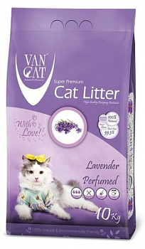 VanCat Комкующийся наполнитель без пыли с ароматом Лаванды, пакет (Lavender) 10 кг