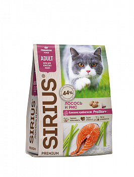 SIRIUS Корм для взрослых кошек лосось и рис 400 гр