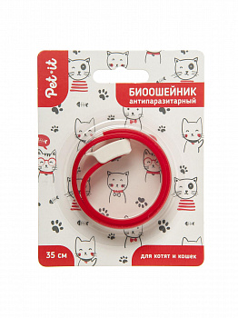 Pet it Антипаразитарный BIO ошейник для котят и кошек 35 см (красный)