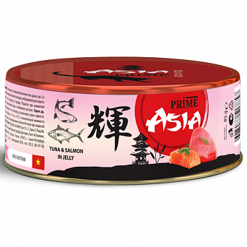 PRIME ASIA Консервы для кошек Тунец с лососем в желе 85г