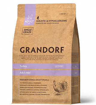 GRANDORF Сухой корм для собак мини пород Индейка (Turkey Adult Mini)