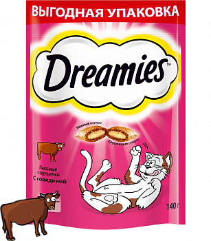 Dreamies Лакомые подушечки для кошек с говядиной 140 гр (10150254/10168305)