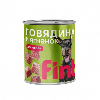 FINT Консервы для взрослых собак крупных пород с говядиной и ягненком 850 гр