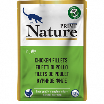 PRIME NATURE Паучи для кошек Куриное филе в желе 100г